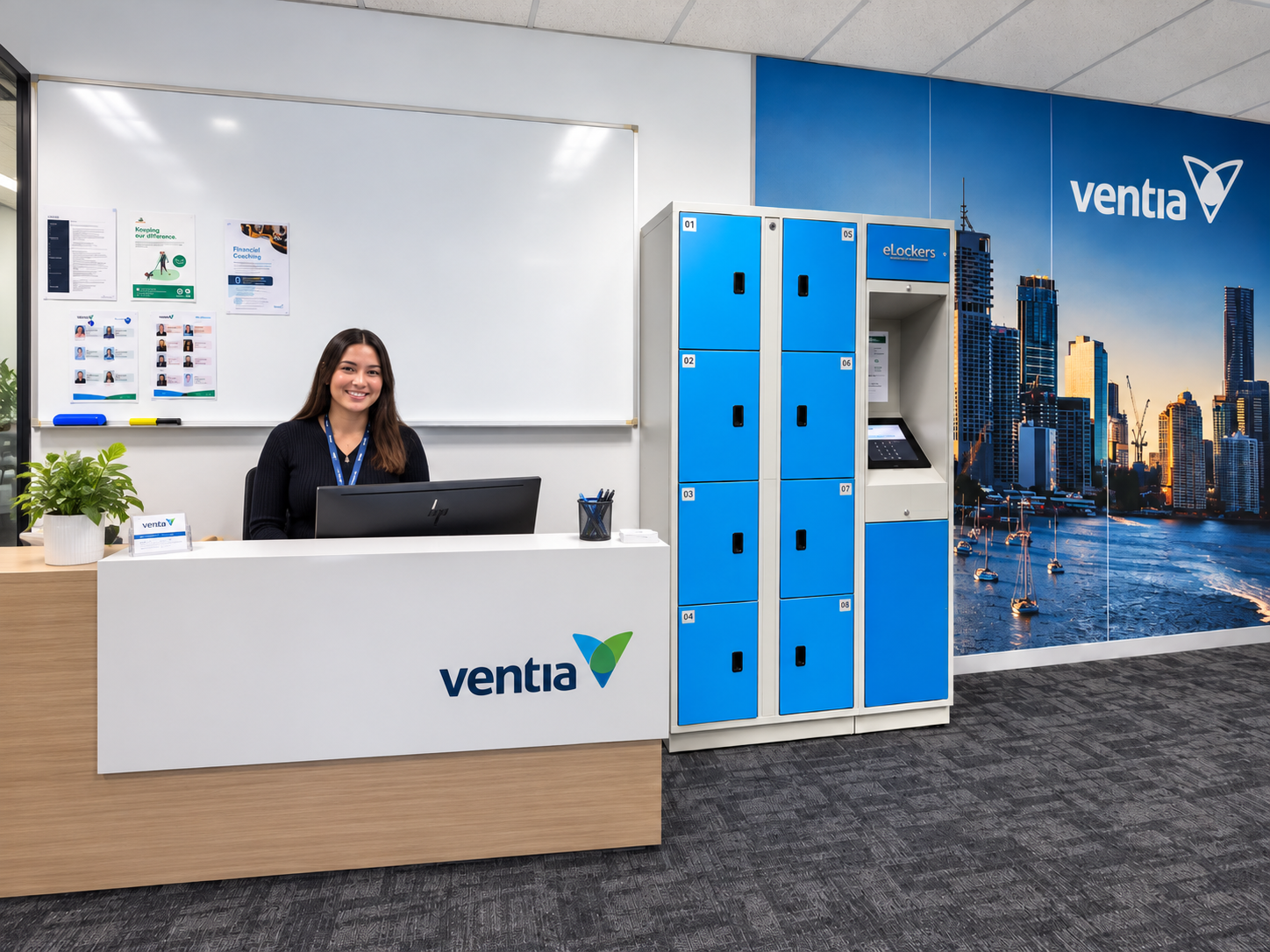 Installed electronic storage lockers in a customer facility