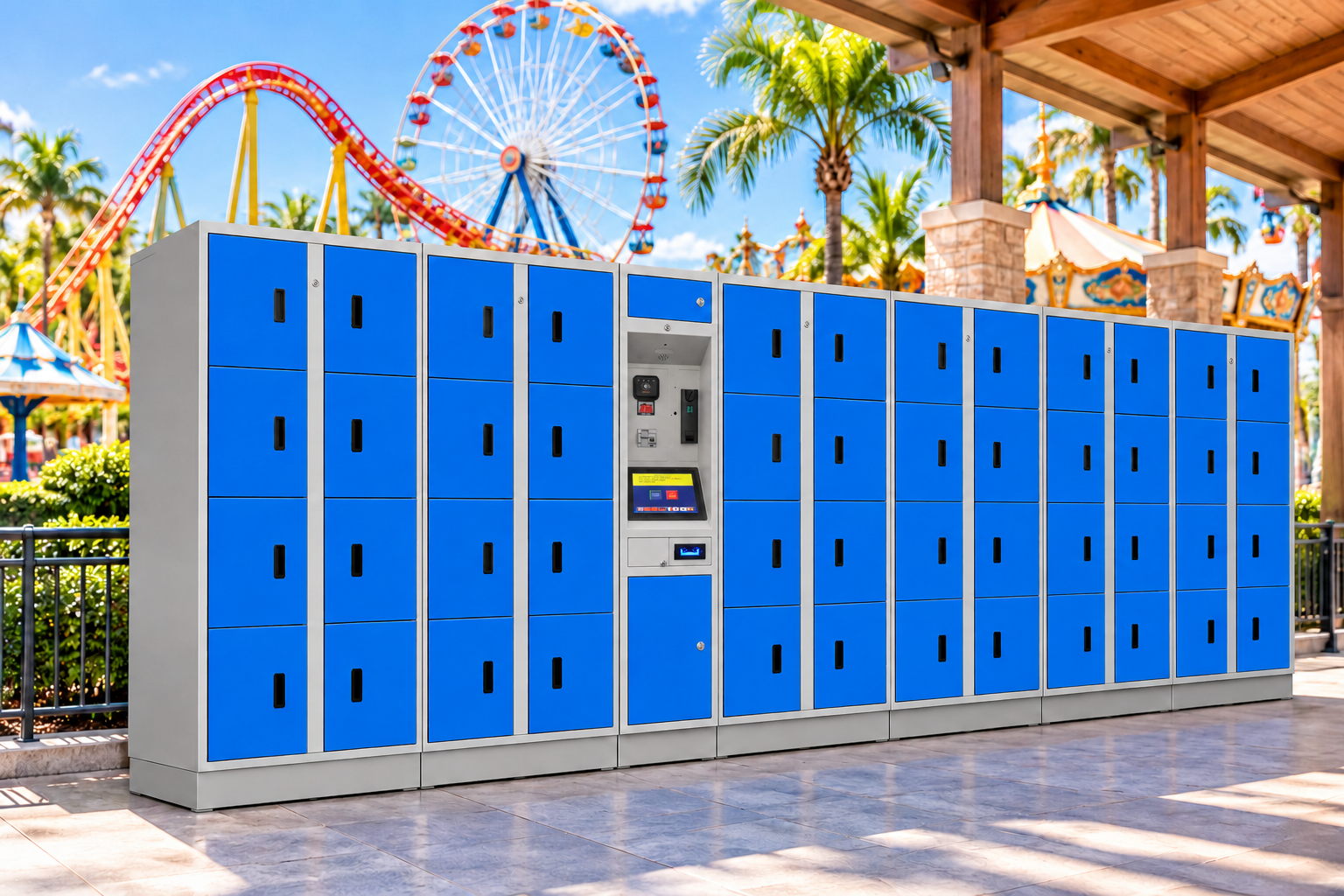 Real eLockers installation beside a transport and travel location